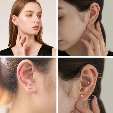 10/50PCS G23 Titanium Piercing Labret Lip Studs 16G CZ Internally Threaded Nose Septum Ring Eyebrow Tragus Cartilage Jewelry
