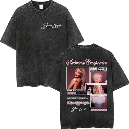 Retro Washed Sabrina Carpenter Merch T-shirt Y2k Fashion Aesthetic Short Sleeved Summer Men's Women's Casual Oversized T-shirt