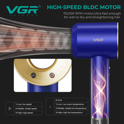 VGR new hair dryer with strong wind speed and no damage to hair duct, dormitory and household quick drying hair dryer V-445