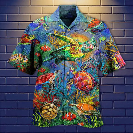 2024 New Animal Crane Pig 3D Printed Men's Hawaiian Shirt Casual Trend Tops Beach Summer Vacation Men And Women 6XL
