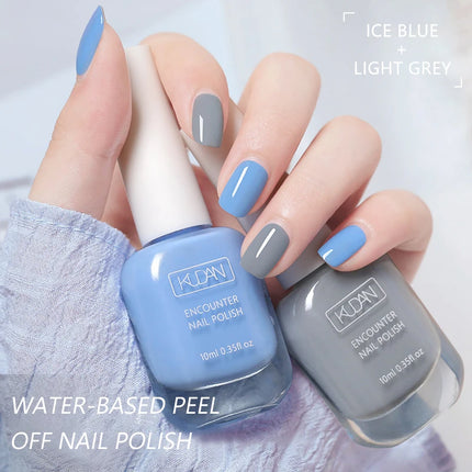 KUDAN 10ml Glass Bottle Water-Based Peel Off Nail Polish Colorful Pink Green Purple Glitter Polish Nail Art Varnish for Nails