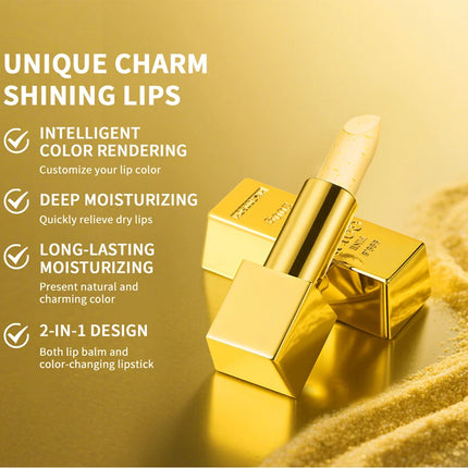 Color Changing Lipstick 2 in 1 Lip Blush Balm 24K Gold Long Lasting Moisturizing Nourishing Lips Plumper Deep Hydration Care