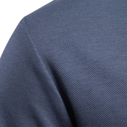 New men's long-sleeve cotton polo, embroidered, sport collar, trendy & versatile.