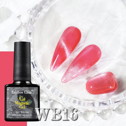 Rainbow Ghini 10ml Ruby Red Color Cat Eye Gel Polish Crimson Burgundy Color Glitter Effect Gel For Autumn/Winter Polish Nail Art