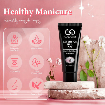 Poly Gel Nail Kit Starter with 4 Colors (Natural Clear + 3 Tones) - Quick Dry Nail Polish, / Curable DIY Gel Nail Polish for