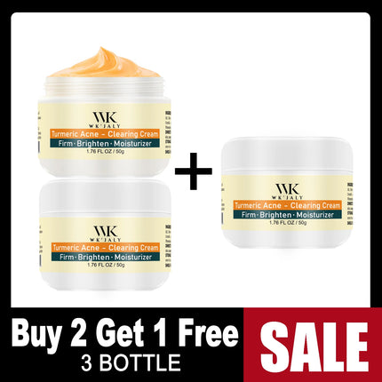WK JALY Turmeric Acne Facial Cream, Reduce Breakouts, Brightening, Clean Skin, Moisturize, Smooth, With Natural Aloe Vera