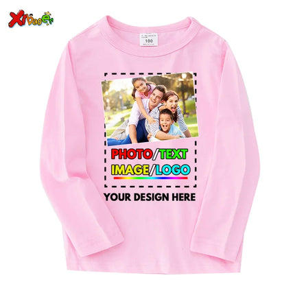 Custom long sleeves Shirt Kids Personalized photo Shirt Children Tshirt name clothing Girl Boy shirt  Toddler logo Design Shirt