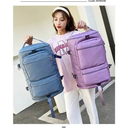 Women Large Travel Backpacks Waterproof Stylish Casual Daypack Bags with Luggage Strap Backpack Ladies Sports Yoga Luggage Bags