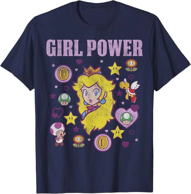 Super Mario Princess Peach graphic unisex 100%cotton shirt, 2026 summer New Men vintage fashion O-neck Japanese Harajuku T-shirt