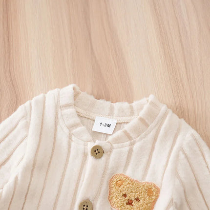 Winter Baby Toddler Onesie+Hats Button Bear Warmth Lovely 0-18 Months Newborn Knitted Romper Round Neck Soft Minimalist Casual