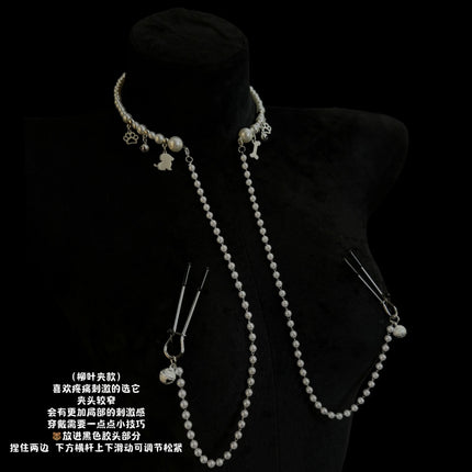 New Bell Nipple Clamps Pearl Collar Body Chain BDSM Training Fetish Breast Bondage Sexy Accessories for Woman Adult Sex Toys