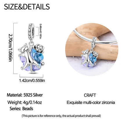 Original 925 Sterling Silver Charms Beads Cute Mushroom Unicorn Love Wings Pearl Charm for Bracelet Pendant Woman Girl Jewelry