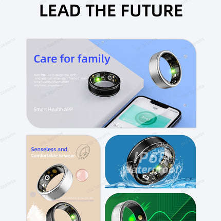 New Blood Pressure Sleep Health Monitor Smart Ring Sport Remote Camera smartring IP68 Waterproof Care for family Rings Men Women