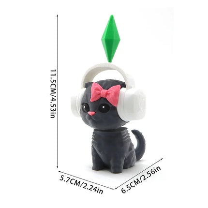 The Sims Cat Dancing Cat Car Ornament Creative Cute Kitten Mini Earphone Cat Model Home Desktop Decor  Automotive Interior Gift