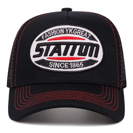 New Style Unisex Baseball Cap Classic STATION  Letter Pattern Mesh Cap Men and Women Breathable Streetwear Summer Trucker Hat