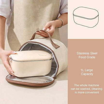 1L Capacity Electric Lunch Box Stainless Steel Bento Box Leakage Proof Portable Food Warmer Heater for Office