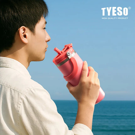 TYESO 600/900/1200ML Travel Coffee Mug Stainless Steel Double Walled Vacuum Water Bottle Tumbler Thermo Bottle Insulated Cup