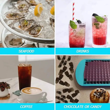 Silicone Ice Cream Tools 160 Grid Mini Foldable Space Saving Silicone Ice Tray Ice Mold For Whiskey Cocktail Ice Making