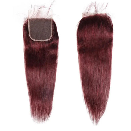 99J 13x6 Lace Frontal Only 4x4 Straight Lace Closure Transparent Swiss Lace 100% Human Hair Pre-Plucked With Baby Hair