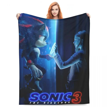 Sonic Poster Blanket 100x150cm - Soft Warm Throw Bedspread / Couverture Sonic 100x150cm - Jeté Doux Chaud