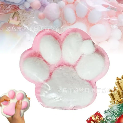 Hot Selling Russian Strawberry Cat Paw Squeeze Toy Cute Stress Relief Plush Soft Fidget Game Same