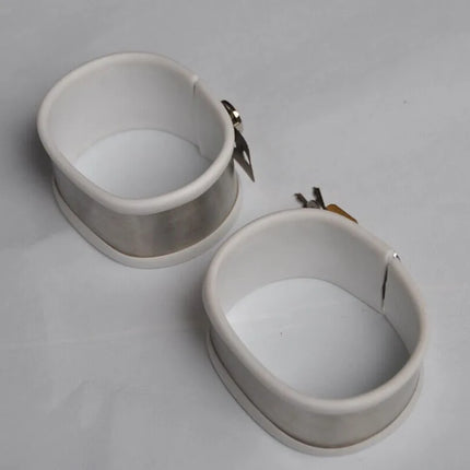 BDSM bondage restraints stainless steel silicone hand ankle cuffs sex toys for couples bed bondage chastity handcuffs