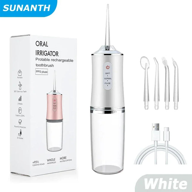 Portable Cordless Water Flosser, USB Rechargeable Smart Electric Oral Irrigator w/4 Jet Tips & 3 Modes, for Teeth & Braces Care