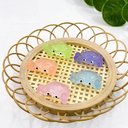 10 Pcs Glow-in-the-dark Cute Crabs Resin Desktop Decorations Ornaments Diy Handmade Hairpin Keychain Accessories Toys