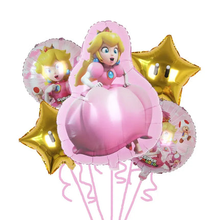 Cartoon Super Mary Balloon Set Mario Luigi Game Themed Birthday Party Decoration  Peach Princess Aluminum Film Balloon Kids Gift