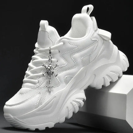 Women's fashion casual vulcanized shoes pure white platform high heels female Halloween punk style light women's sports shoes
