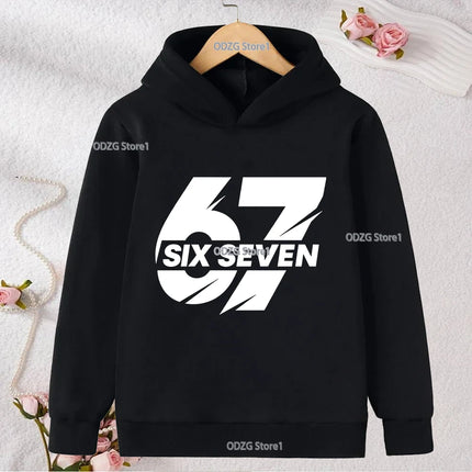 Autumn Winter Six Seven Cool Concise Print Kid Hoodies Fashion Boys Girls Long Sleeved Hooded Casual Warmer Children's Pullovers