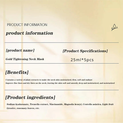 Gold Firming Neck Mask Moisturizing Anti Wrinkles Anti-aging skincare Neck Masks Beauty Necks Skin Care Products