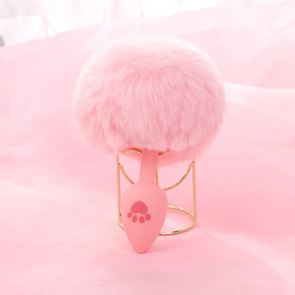 Silicone Fox Tail Anal Plug for Couples Cat Claw Print Role Play Tail Masturbation Sex Toys Adult Women Flirting Games Butt Plug
