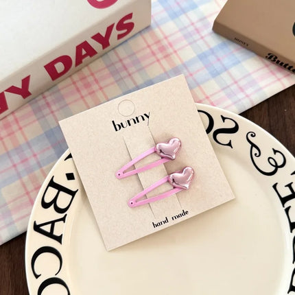 New Versatile Baby Hair Clips Simple Shiny Sweet Cool Heart-shaped BB Clip Girls Headwear Side Bending Hairpins Hair Accessories