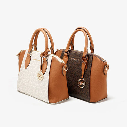 MK Genuine Leather Tote Bag 2025 - Women's Color Block Crossbody Handbag