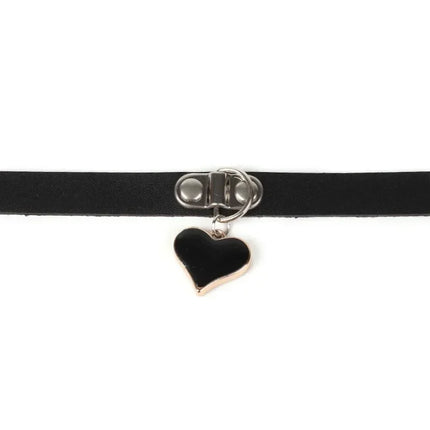 Woman Black Punk Choker Collar Necklace Sexy PU Leather Heart Lock Key Spike Chocker Gothic Cosplay Accessories Party Jewelry