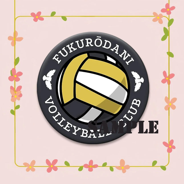 Round Snap-in Brooches Anime Haikyuu Lapel Pins Hinata Shoyo Tobio Kageyama Yu Nishinoya Cartoon Badge Backpack Accessories Gift