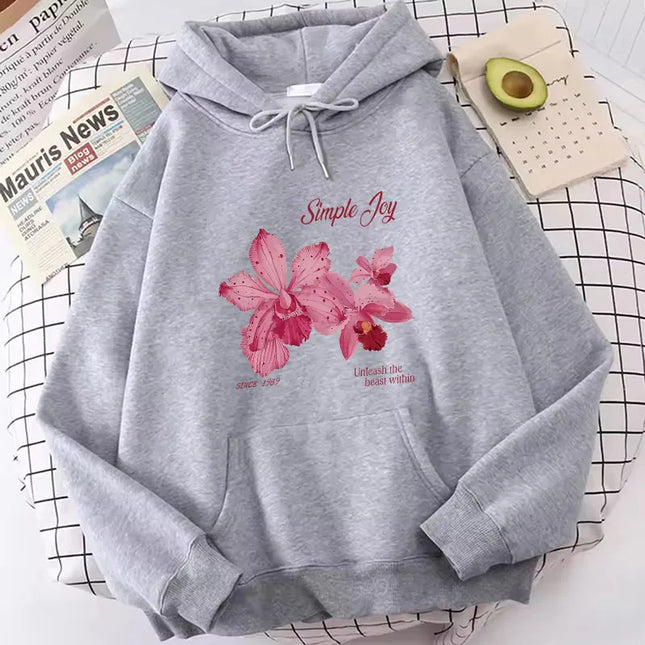 Harajuku Graphic Pullover Flower Design Hooded Sweatshirt Cute Hoody Spring Casual Hoodies Pullover Hooded Daily