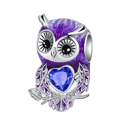 925 Sterling Silver Classic Purple Heart Shape Dragon Pegasus Butterfly Charms Beads Fit 3mm Original Bracelet DIY Jewelry Gift
