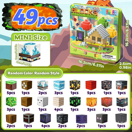Magnetic Blocks Travel Magnet Cube Magnetic Building Blocks Toys with Portable Iron Box STEM Educational Magnet Toys for Kids