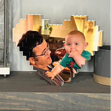 Small Heart Photo Block made from, Bricks,Personalised,WHITE,Building Block,Puzzle,Gift,Him,Her,Birthday,Anniversary