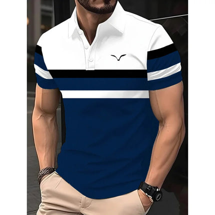 Men's Summer Casual short-sleeved Sports Polo shirt, men's Shirt Button Polo shirt, Logo Lapel Printed Polo shirt, fashionable,