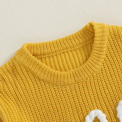 Newborn Baby Girl Boy Sweater Long Sleeve Crew Neck Letters Embroidery Winter Warm Knit Pullover Sweater Infant Autumn Clothes