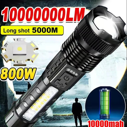 High Power LED Flashlight Type-C Rechargeable Tactical Torch with Built-in Battery Pen Clip Flashlights Outdoor Camping Lantern