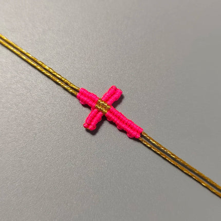 Hand-Woven Macrame Cross Bracelet Adjustable Bohemian Style Jewelry for Women Girls
