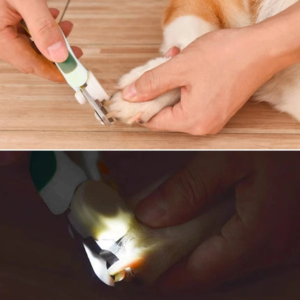 1Pc Pets Double Hole Round Mouth Nail Scissors with Led Light Multifunctional Pet Cats Dogs Nail Scissors Blood Line Prevention