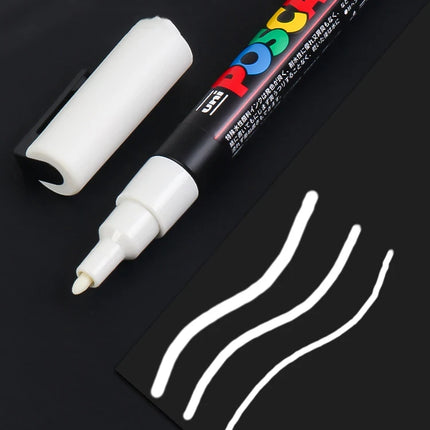 3pc UNI POSCA Marker Pen,White rotulador permanente Black Acrylic Graffiti PC 1M 3M 5M POP Pen For Glass Ceramic Leather Fabric