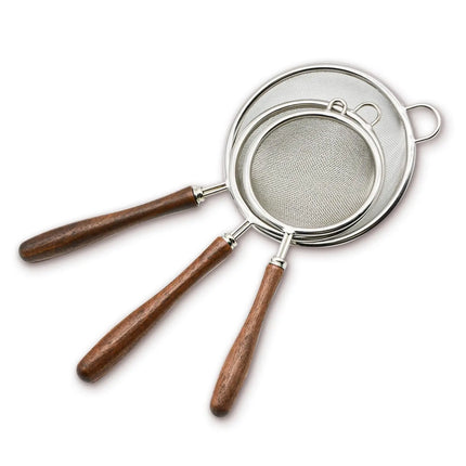 Kitchenism 304 Stainless Steel Mesh Strainer Filter Spoon with Wooden Handle for Filtering Juices Residues Flour Tea