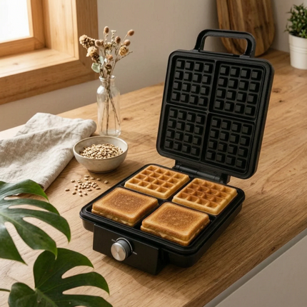 4-Slice Waffle Appliance Non-Stick Coating 4 Slice Waffle Appliance Small Appliance Easy to Clean Heat-Resistant Handle Handle
