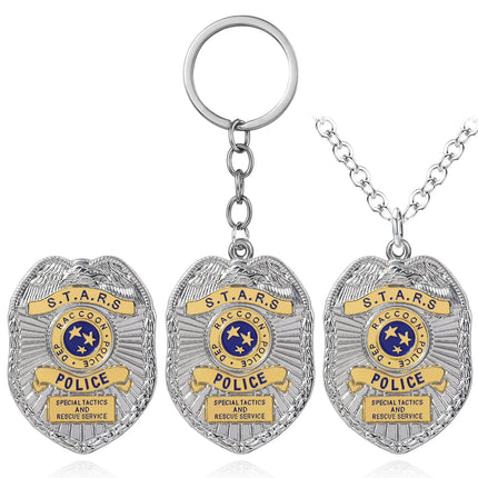 Movie Game Resident Evil Keychain Raccoon Symbolize Police Pendant Badges Cosplay Props Women Men Fans Jewelry Accessories Gifts